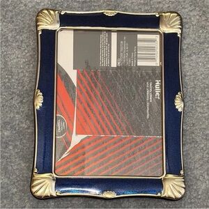 Art deco Style 5"x 7" rich blue enamel and gleaming gold frame